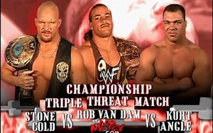【4.5★】Steve Austin vs. Kurt Angle vs. Rob Van Dam – 2001.No Mercy；WWF冠军三重威胁赛