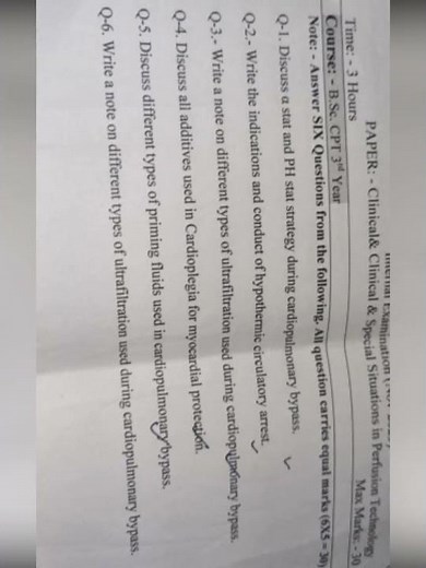 Bsc cardiac perfusion tecnology 3rd year paper #shortvideo #viralvideo