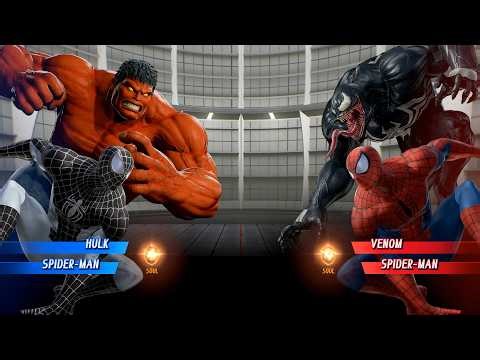 Venom & Red Spiderman VS Red Hulk & Grey Spiderman - Marvel vs Capcom Infinite