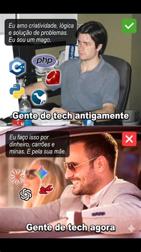 "A evolução (ou involução?) da cultura tech! 💻✨