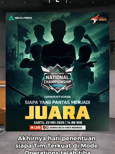 Jangan Lupa Dukung Tim Kesayangan Kalian Besok di Grand Final DFNC Operations Start Jam 2 Siang! #GarenaDeltaForce #DeltaForce #DeltaForceMobile #DFNC #Operations