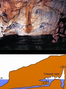 174K views · 1.2K reactions | The Cosquer cave is a Palaeolithic decorated cave, located in France, that contains numerous cave drawings dating back as far as 27,000 years BP. The cave has more than 200 parietal figures and is also the only decorated cave whose entrance opens under the sea . . #Archaeology #AncientHistory #HistoricalSites #Artifacts #CulturalHeritage #ArchaeologicalDig #Excavation #ArchaeologicalFinds #AncientCivilizations | Echoes of History | Facebook