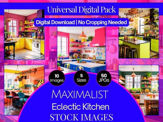 Eclectic Kitchen Stock Photos: Colorful Maximalist Interiors (digital Download, 50 Jpgs - Etsy