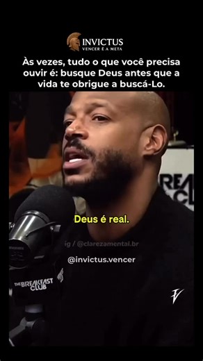 Invictus Vencer é a Meta on Instagram: "Marlon Wayans compartilha algo simples, mas poderoso: há momentos em que a vida nos empurra para o limite — dores, batalhas, guerras internas — e é justamente aí que muita gente decide procurar Deus. Mas a verdade é que o caminho muda muito quando você decide buscá-Lo antes da dor, antes do aperto, antes de parecer tarde demais. Deus não evita todas as lutas, mas caminha dentro delas com você. Ele sustenta, molda, fortalece e levanta. E quando entra de ver