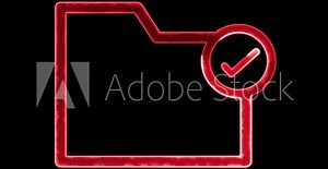 Checked folders animated linear symbol icon 4K. Neon effect, linear.