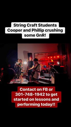 String Craft students Cooper and Phillip crushing some Guns N Roses! Contact today to sign up for lessons and to perform! #musician #lessons #student #musicclass #guitar #bass #music #gunsnroses #sweetchildofmine | String Craft: Premium Instrument Lessons