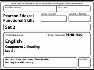 Functional Skills English Reading L1 Past Paper 2 Pearson Edexcel