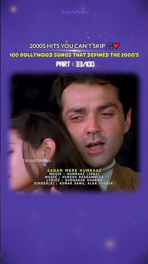 Sanam Mere Humraaz ❤️| Humraaz (2002) | 100 Bollywood Songs | Part 33 #bollywood #bobbydeol #shorts