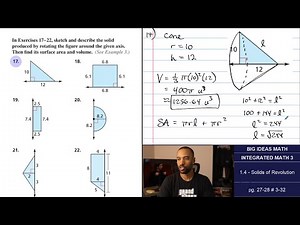 Big Ideas Math [IM3]: 1.4 - Solids of Revolution (Lecture & Problem Set)