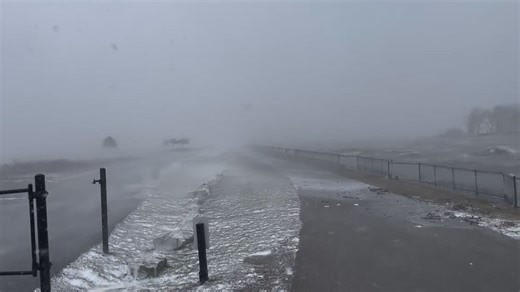 Fierce winds create huge waves on Lake Erie in Buffalo, N.Y.