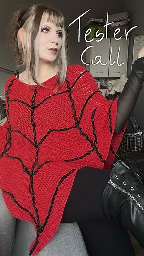 Ever wanted to wear a spiderweb? Then you’ll love the Lydia’s Poncho! 🕸️🧶 ✨ The testing period will be 5 weeks (11 November - 16 December) ✨ You’ll need a weight 3 or 4 yarn and an adequate crochet hook 👉 Apply by filling out the form in my bio and don’t forget to leave a comment so I don’t miss your response! 🖤 I’d really appreciate it if you liked, shared, or reposted this post to reach more people! Tester call closes at midnight on Monday, November 10! And I’ll choose testers the next day