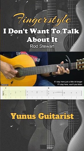 I Don't Want To Talk About It - Rod Stewart - Fingerstyle Guitar Tutorial + TAB #fingerstyle
