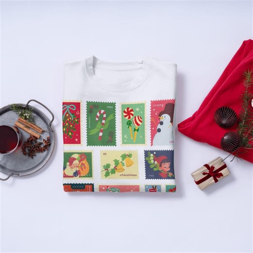 Vintage Postage Stamp Christmas PNG for Hoodies, Bags, Mugs, Etc. - Comfort Colors - Digital File - Etsy