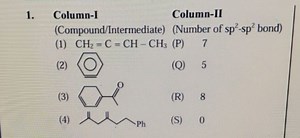 Column-I (Compound/Intermediate) with Column-II (Number of sp²-... | Filo