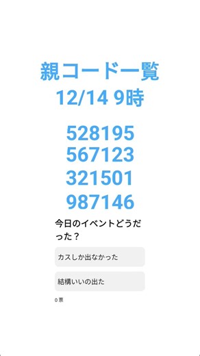 12月14日コード一覧