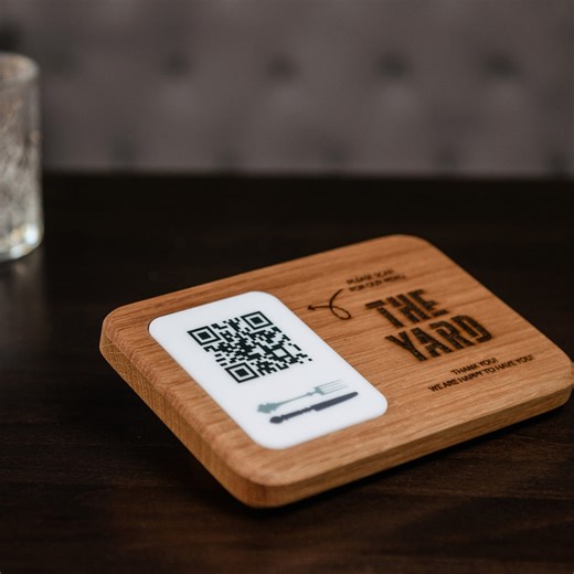 Oak QR Code Menu Sign, Personalized Restaurant Tabletop Display - Etsy