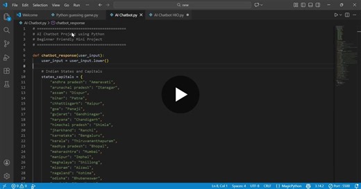 Python AI Chatbot Built with Conditional Statements and Functions | Mounika Bai posted on the topic | LinkedIn