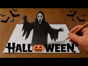 🎃 Amazing Ghostface 3D Drawing – Mind-Blowing Halloween Trick Art on Paper!