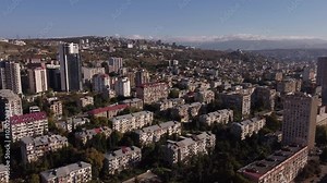 Ecology in the city. Green landscape within a residential zone in Tbilisi, Georgia.