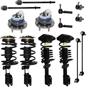 Detroit Axle - New 14-Piece Front Suspension Kit - Pair (2) Lower Ball Joints, Pair (2) Stabilizer Sway Bar Links, All (4) Outer and Inner Tie Rod, All (4) Front and Rear Struts, (2) Wheel Hubs