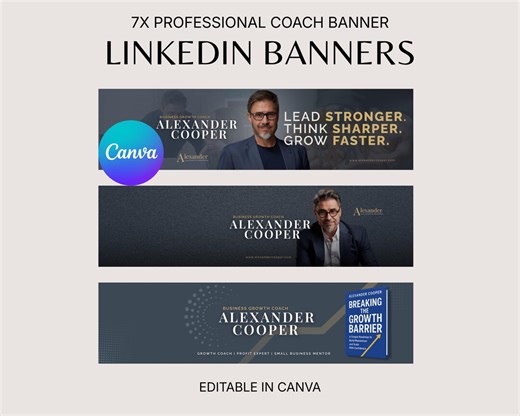Linkedin Banner Canva Template for Coaches Modern Personal Branding Social Media Customizable Banner - Etsy