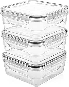 Homemaid Living Premium Airtight Plastic Storage Containers Easy Lock Lid, Microwave Freezer and Dishwasher Safe, Perfect Meal Prep or Food Storage Containers (27 oz)