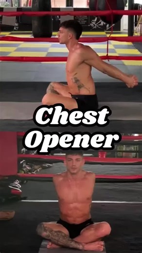 Fight Strong, Breathe Deep with This Chest Opener! Martial arts stances can tighten the chest, limiting punching power and breath control. This dynamic chest opener stretches your chest and shoulders, improving mobility and flexibility. Extra Tip: Focus on deep, diaphragmatic breathing throughout the stretch to further enhance your breathing capacity. Regular practice can improve punching mechanics, boost breath control, and unlock your full fighting potential! #mmaworkout #boxingworkout #improv