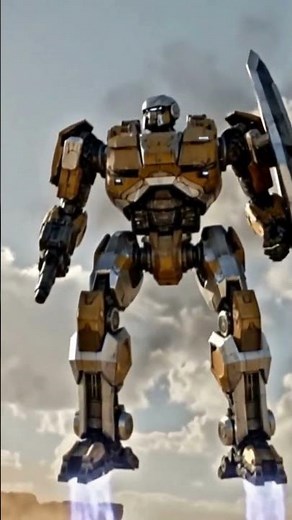 Flight simulation of a bipedal robot military weapon. (sci-fi) #aivideo #aishorts #militaryweapons