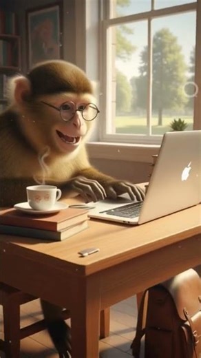 monkey see laptop#animatedvideo #animation#shorts #trending #trendingshorts #laptop #macbook #monkey