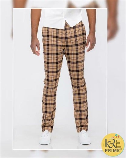 KRE Prime Men Plaid Slim Fit Trouser Pants