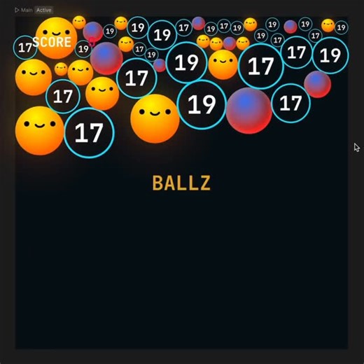 Jerry Liu on Instagram: "Some more progress on my “Ballz” game: - each reset randomizes the types of ballz in play - pulls from 20 ball types, many art-directed by my kids 🙂 - scoring: +1 pt for each popped ball, -5 pts for each “multiply” - game finishes when all balls are popped Made in @rive.app w/ Scripting"