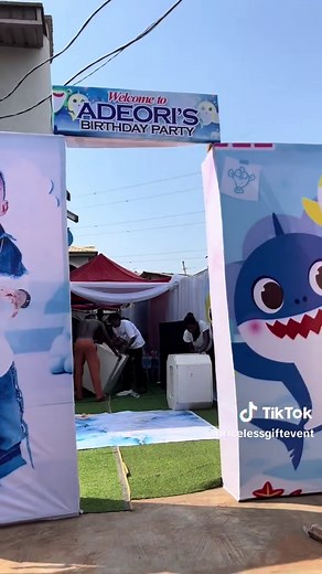 Adeori 1st year birthday🎉🎊 Theme baby shark 🥰 #kiddiesparty #kiddiesbirthdaycelebration #kiddiesdecoration #babyshark #compounddecoration #pricelessgiftevent #fyppppppppppppppppppppppp #decoratorinlagos