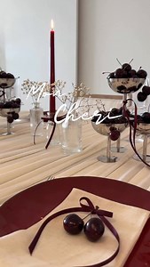 A cherry themed Tablescape for Valentine’s 🍒 #cherrytablescape #valentinestable #valentinestablescape #valentines #tablescape | Magdiel