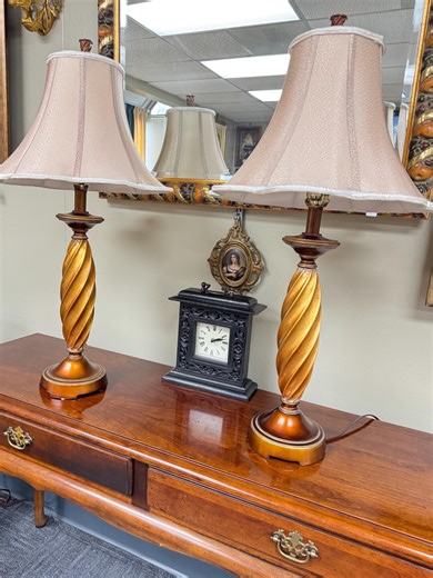 Pair of Traditional Table Lamps W/ Twisted Column Base & Beige Shades – 29 Tall – Classic Decor - Etsy