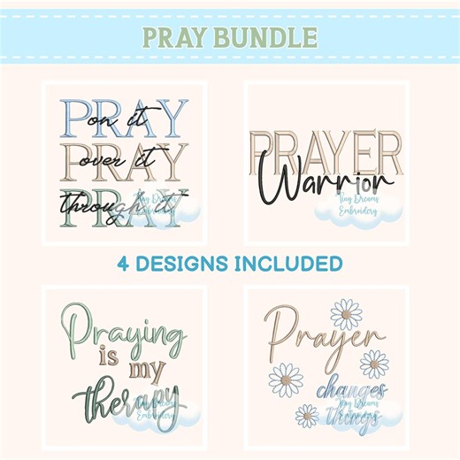 Prayer Embroidery 4 Designs Bundle: Christian Machine Embroidery (digital Download) - Etsy