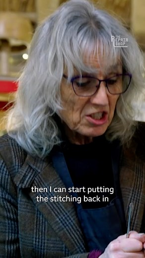 104K views · 2.1K reactions | Suzie Fletcher shows us how to repair and reinforce leather. #TheRepairShop #restoration | The Repair Shop | Facebook