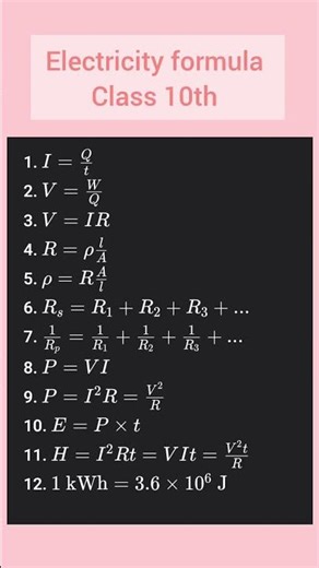 class 10th important|||formula sheet 💯 🔥🔥🔥🔌🔌➡️#physics #shorts #cbse