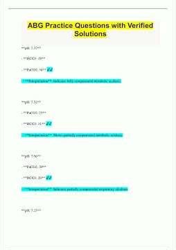 ABG Practice Questions with Verified Solutions99