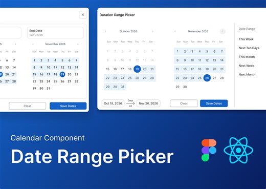 Date Range Picker - Calendar Components | Figma