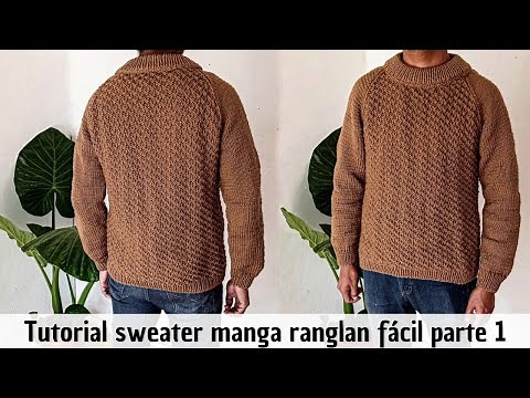 How to knit a men's raglan sweater with a simple two-needle stitch -