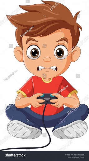Cartoon Little Boy Playing Video Game Stock Vector (Royalty Free) 2465419251 | Shutterstock