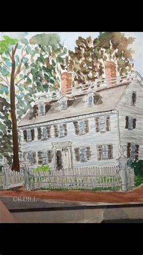 Hocus Pocus filming site in Watercolor 🧙‍♀️ 🎬 Salem Massachusetts Ropes Mansion 🍂