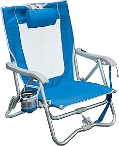GCI Outdoor Bi-Fold Slim Beach Chair, Blue
