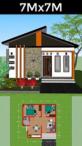 24K views · 969 reactions | Small House Design 7x7 Meter 2 Bed 1 bath Houseplans-3d.com #interiør #interiordesign #architecturelovers #architectural #architect #architecture #housedecor #housedesign #tinyhomedesign #tinyhome #Homeplan | Just 4you | Facebook