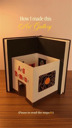 An artsy dream on Instagram: "Finally made a tutorial for this one yayy! Please pause to read the steps and if you have any other questions feel free to drop them in the comments. If you make this do send me pictures or tag me, I would love to see what you create 🫶 (fyp, explore, explore page, diy, mini art gallery, art gallin a sketchbook, paper crafts) #fyp #explorepage #artinspo #diyinspo #artreel"