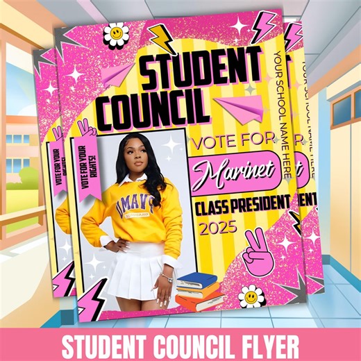Student Council Campaign Flyer, School Election Flyer, Council Campaign Poster, Digital Council Flyer, School Election Poster,canva Editable - Etsy