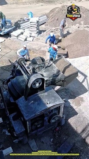 Concrete Mixing Process Using a Concrete Mixer at the Construction Site #construction #concretemixin