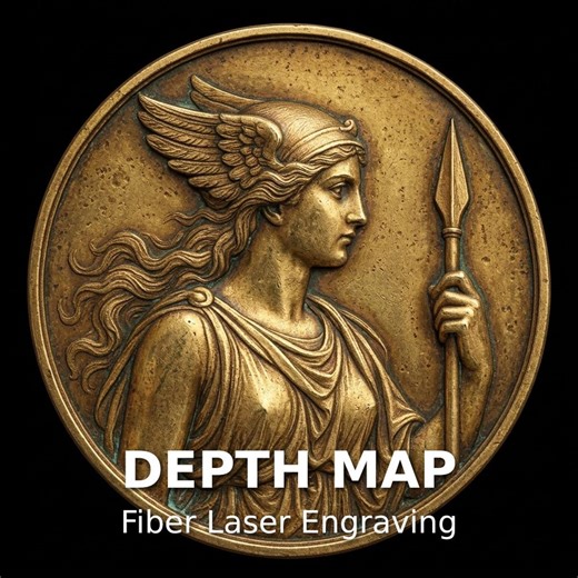 Coin Depth Map, Fiber Laser Engraving File, Lightburn, Grayscale Height Map, Embossing, CNC, PNG, Valkyrie Bearing Spear Viking Mythology - Etsy UK