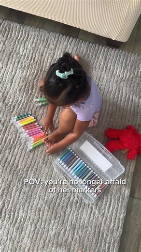 Katelan Acosta ♡ on Instagram: "Every time I see this container of markers emerge my heart rate increases 😩 because why do I have white furniture and doors with a creative toddler ? 🥹👶🏻 Anyways that’s a thing of the past because now I can use @lri_ltd “Multipurpose Cleaner “ 🧽🫧 to get those markers off .. well more so she would be getting it off 🤨"