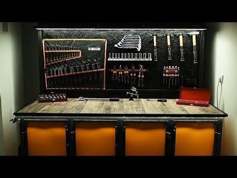 DIY How to make Workbench - Garage cabinet with central locking - Organization of the workshop